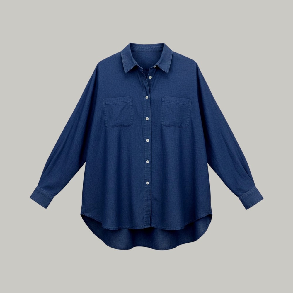 Vestige Four Objects Shirt Womens 4 L Blue Japanese Deadstock Button Up LS